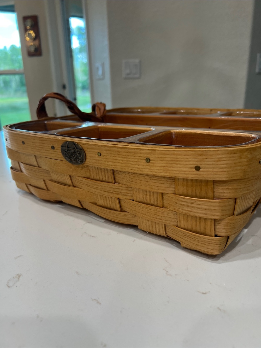 Peterboro Divided Basket Organizer Wood Picnic Caddy Insert USA - Picture 2 of 16